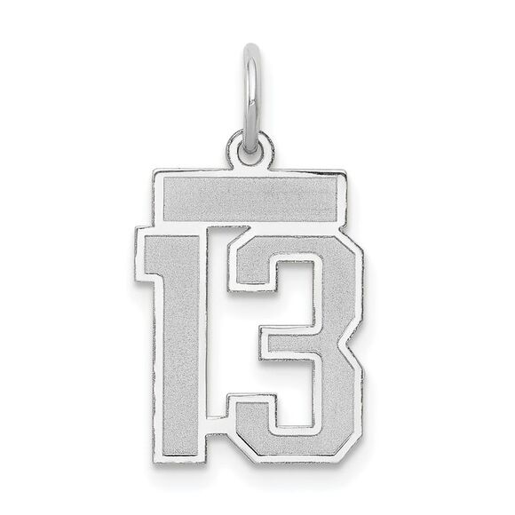 14k White Gold, Jersey Collection, Small Number 13 Pendant - Picture 1 of 5